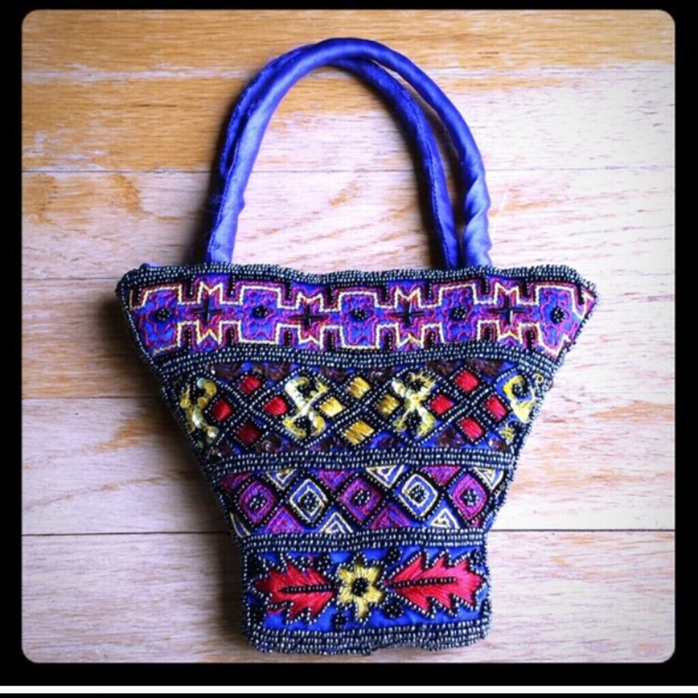 Vintage blue , handmade ,beaded evening purse💙💙